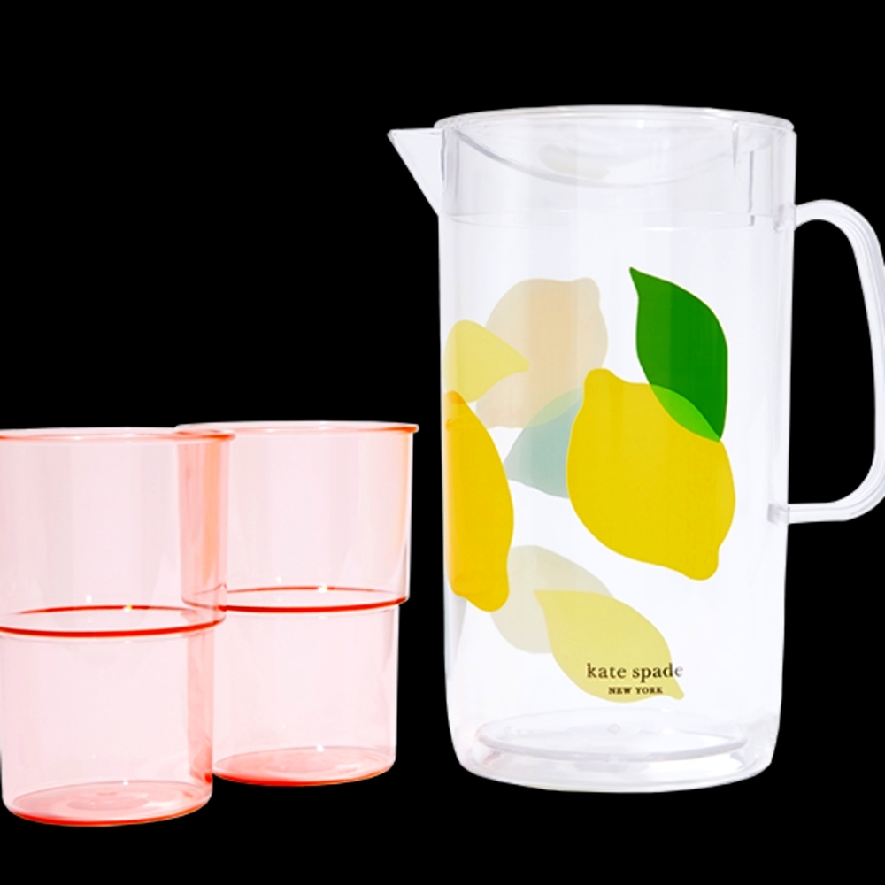 kate spade NEW YORK  Lemon Pitcher & set of 2 Cups NIB•••BUNDLE & SAVE MORE•••